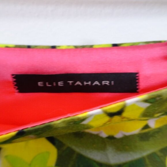Elie Tahari Straight Pencil Skirt Zipper Accent Size 4 Bright Colors Green Pink - Picture 4 of 7